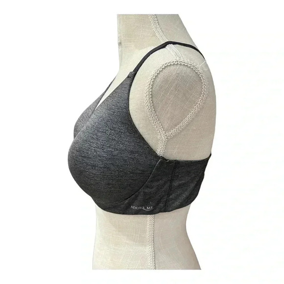 Adore Me Helynn Plunge Dark Gray Racerback Bra Wireless Womens size 38D - Picture 2 of 10